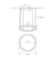 Lampada a sospensione circolare bianca 37W Ø60cm 2700K garanzia 5 anni