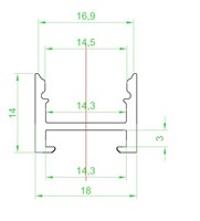 Profilo da appoggio BIANCO con passaggio cavo 3mt cover opaca per strip 13mm