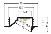 PROFILO IN ALLUMINIO nero OTTICA INCLINATA 2MT CON COVER OPACA C PER STRIP 10MM