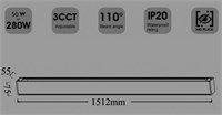 plafoniera lineare nera a sospensione 150cm cct selezionabile driver lifud connessione max 8pz