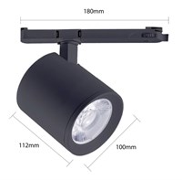 Faretto binario trifase NERO 15W-35W 3000K-3500K-4000K led bridgelux CRI>90 36°