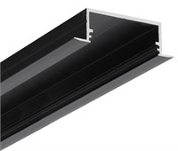 Profilo in alluminio NERO da incasso largo 2mt cover opaca per strip 30mm