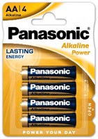 PACK 4 BATTERIE ALCALINE PANASONIC TIPO AA 1,5V