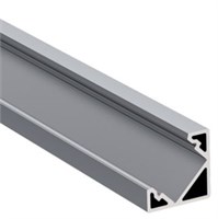 Profilo In Alluminio Angolare Titanio 18X18 2Mt Cover Opaca Per Strip 13Mm