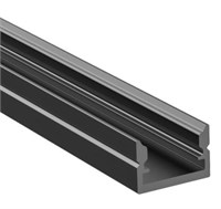 Profilo in alluminio MINI NERO da appoggio basso 2mt cover opaca per strip 8mm