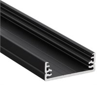 Profilo in alluminio NERO da appoggio basso 2mt cover opaca per strip 24mm