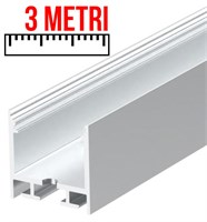 Profilo in alluminio da appoggio 25X25mm L.3mt con cover opaca per strip 20mm