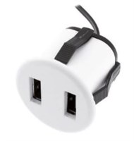 USB CHARGER ROTONDO BIANCO DOPPIO MAX.2X1A CAVO 0,15M