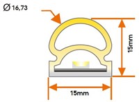 flex neon 1515 dome top view 15w/mt 24v VERDE ip67- FINE SCORTE