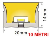 Flex neon 2014 flat 10W/mt 24V 2700K TOP VIEW 10MT TAGLIO 1CM