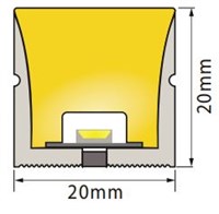 Flex neon 2020 20W/mt 24V 3000K TOP VIEW 5MT